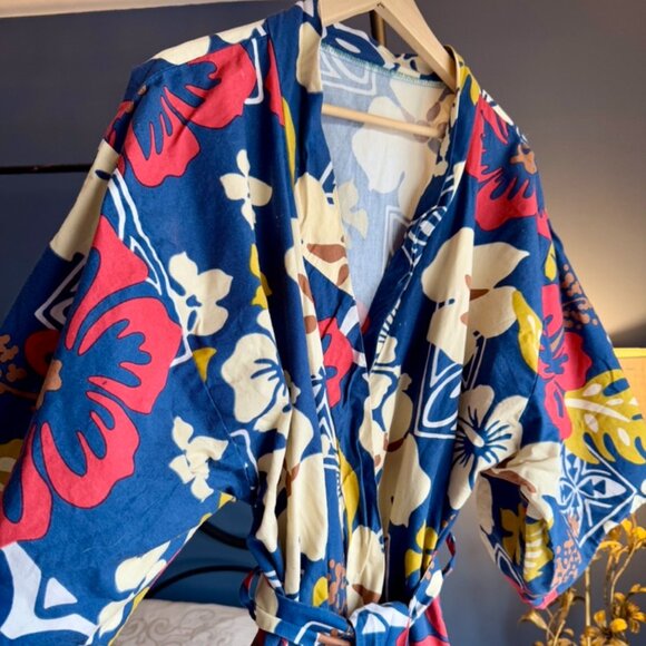Vintage Hawaiian Cotton Kimono Robe - Picture 2 of 13